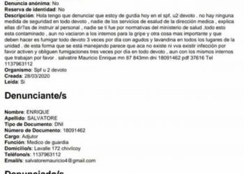 EL MÉDICO DE GUARDIA DEL PENAL DE DEVOTO DENUNCIA QUE NO EXISTEN MEDIDAS DE SEGURIDAD
