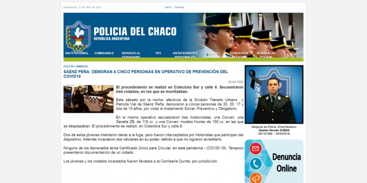 Sáenz Peña: demoran a cinco personas en operativo de prevención del COVID19