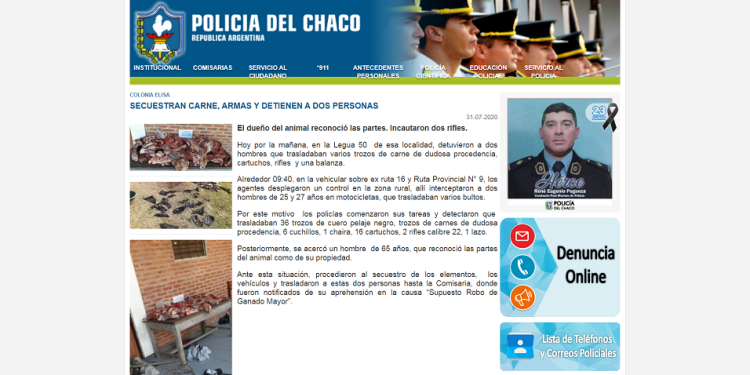 Colonia Elisa: secuestran carne, armas y detienen a dos personas