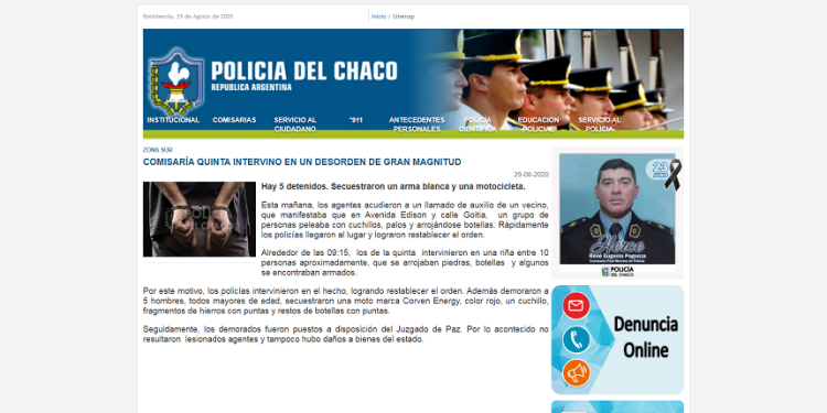 Tole, Tole en la zona sur de Resistencia acabó con cinco detenidos, secuestraron un arma blanca y una motocicleta