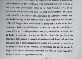 Se mantienen 22 cortes de ruta en Jujuy y un juez autorizó a las fuerzas de seguridad a que aseguren «la libre circulación»