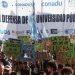 La marcha universitaria también defendió el derecho a la educación pública en contexto de encierro