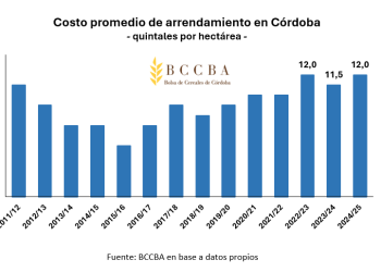Alquilar un campo agrícola en Córdoba será medio quintal de soja más caro en promedio