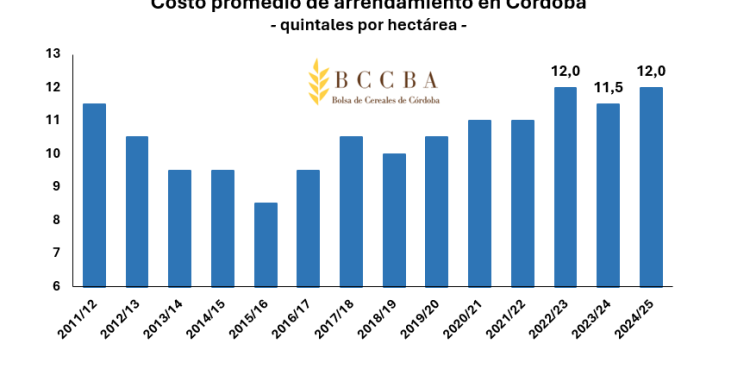 Alquilar un campo agrícola en Córdoba será medio quintal de soja más caro en promedio
