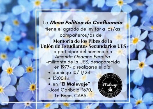 Homenaje a una estudiante del Carlos Pellegrini detenida-desaparecida en la última dictadura