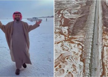Un sorprendente hecho histórico impactó en Arabia Saudita: un desierto se cubrió de nieve