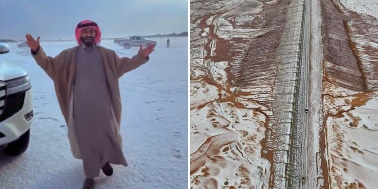 Un sorprendente hecho histórico impactó en Arabia Saudita: un desierto se cubrió de nieve