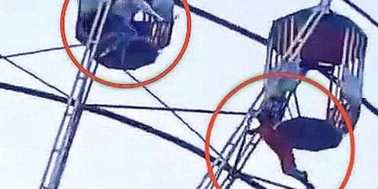 Terror en India: una niña quedó colgada en el aire en una rueda de la fortuna