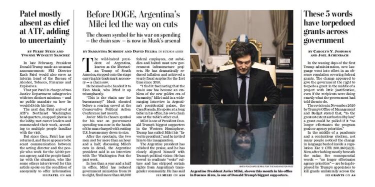 The Washington Post destacó a Javier Milei: cómo la motosierra llegó al gobierno de Donald Trump en EEUU