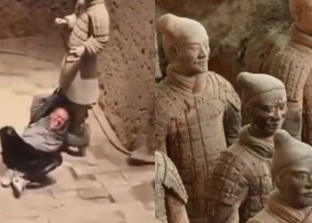 China: un hombre saltó una valla, cayó sobre los soldados de terracota y dañó Patrimonio de la Humanidad