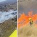 Combaten un impresionante incendio en el Parque Nacional Quebrada del Condorito en Córdoba