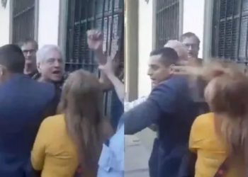 Un militante de La Libertad Avanza golpeó a una mujer durante una actividad de campaña de Diego Santilli