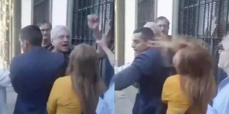Un militante de La Libertad Avanza golpeó a una mujer durante una actividad de campaña de Diego Santilli