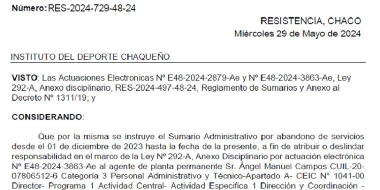 Grave denuncia en el Instituto del Deporte Chaqueño por falsedad documental e incumplimiento de los deberes de funcionario público