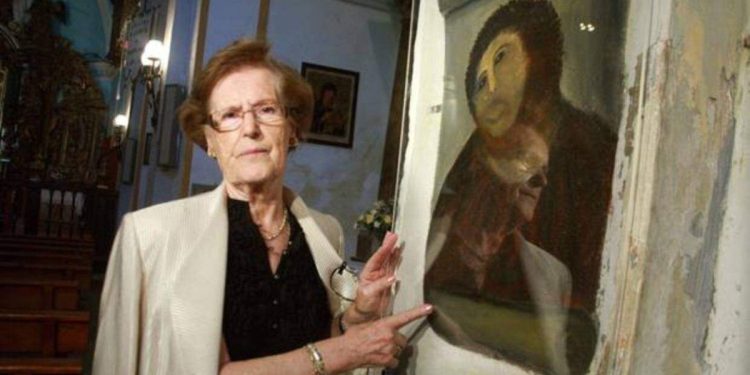 Murió Cecilia Giménez, autora de la famosa “restauración” del Ecce Homo de Borja