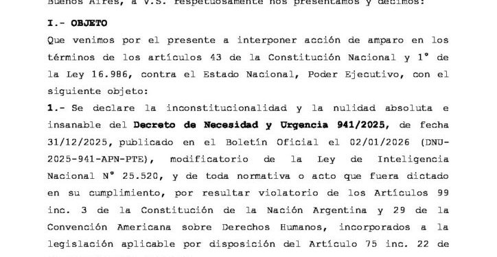 Diputados de la Coalición Cívica y Encuentro Federal presentaron un amparo para frenar a la “nueva SIDE”