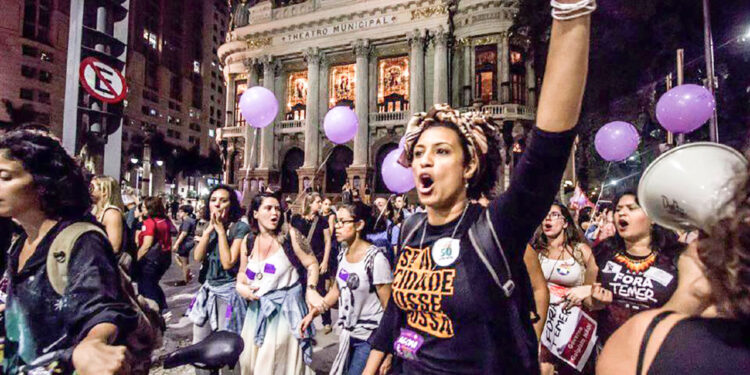 Homenaje a Marielle Franco, en la estación del Subte A, Río de Janeiro