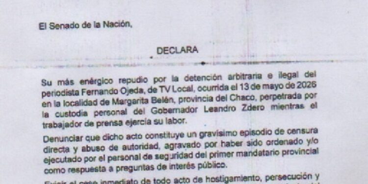 El Senador Nacional Jorge Capitanich repudio enérgicamente la detención del periodista Fernando Ojeda
