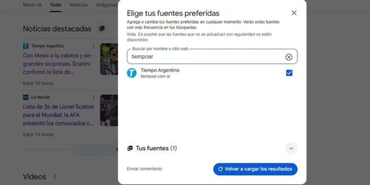Google activó “Fuentes Preferidas”: cómo hacer para que Tiempo Argentino aparezca en tus búsquedas