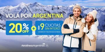 AEROLÍNEAS ARGENTINAS LANZA UNA PROMOCIÓN CON 20% DEDESCUENTO Y HASTA 9 CUOTAS SIN INTERÉS PARA VOLAR POR ELPAÍS