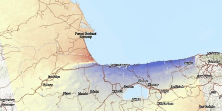 La NASA mostró un mapa con los desplazamientos de la superficie terrestre en Venezuela