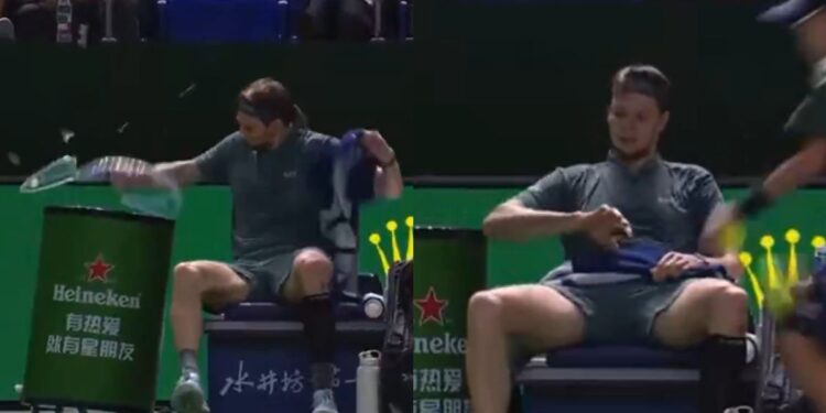 Insólito ataque de furia de Alexander Bublik en el Masters 1000 de Shanghai: rompió una heladera, se cortó y ganó el partido